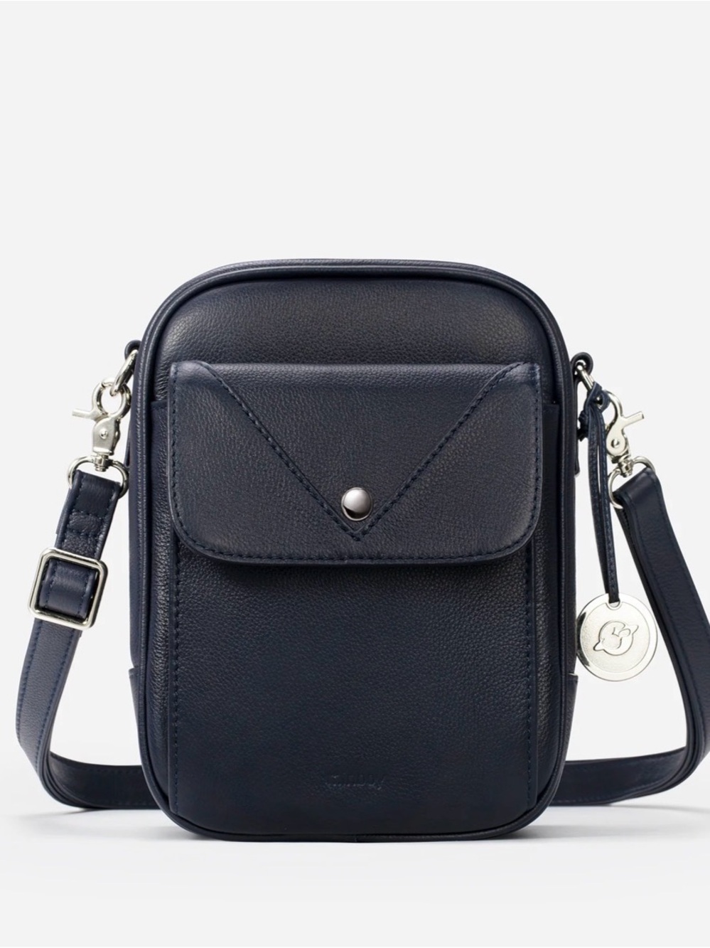 Minooy - Thea Crossbody Bag, Black Full Grain Leather, New